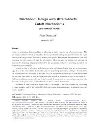 Mechanism Design with Aftermarkets: Cutoﬀ Mechanisms