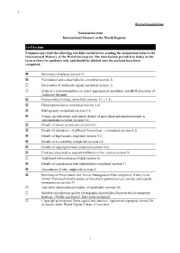 Nomination Form International Memory of the World Register