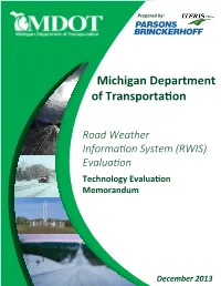 Road Weather Information System (RWIS) Evaluation Technology Evaluation Memorandum