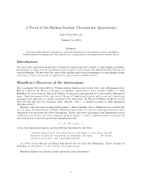 A Proof of the Skolem-Noether Theorem for Quaternions