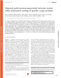 Atypical Parkinsonism–Associated Retromer Mutant Alters Endosomal Sorting of Specific Cargo Proteins