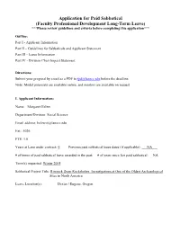 Helzer-Sabbatical Application