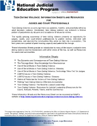 Information Sheets and Resources for Judges and Court Professionals