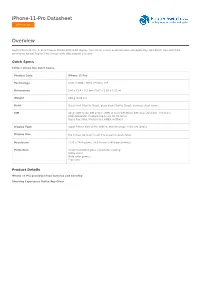 Iphone-11-Pro Datasheet Overview