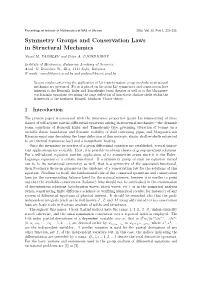 Symmetry Groups and Conservation Laws in Structural Mechanics