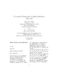 A Complete Bibliography of Applied Statistics: 1952–1959