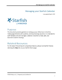 Managing Your Starfish Calendar Purpose Related Resources
