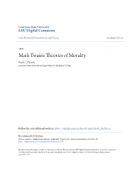 Mark Twain's Theories of Morality. Frank C