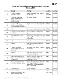 Mayor and Council Correspondence Summary