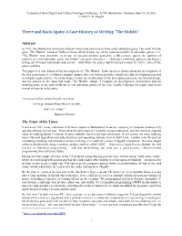 There and Back Again: a Case History of Writing “The Hobbit “