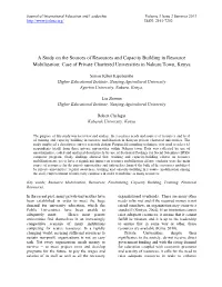 A Study on the Sources of Resources and Capacity Building in Resource Mobilization: Case of Private Chartered Universities in Nakuru Town, Kenya
