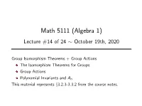 Math 5111 (Algebra 1) Lecture #14 of 24 ∼ October 19Th, 2020