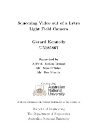 Squeezing Video out of a Lytro Light Field Camera