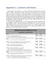 Appendix 1. Locations and Events