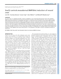 Snail2 Controls Mesodermal BMP/Wnt Induction of Neural Crest Jianli Shi1, Courtney Severson1, Jianxia Yang1,*, Doris Wedlich1,2 and Michael W