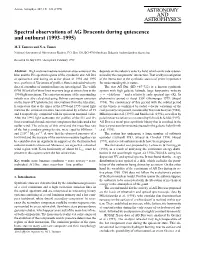 Spectral Observations of AG Draconis During Quiescence and Outburst (1993–1995)