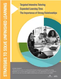 Strategies to Solve Unfinished Learning: Expanded Learning Time