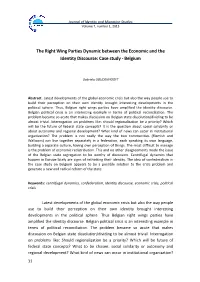 The Right Wing Parties Dynamic Between the Economic and the Identity Discourse: Case Study - Belgium