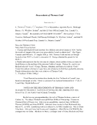 Descendants of Thomas Codd