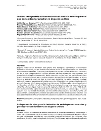 In Vitro Callogenesis for the Induction of Somatic Embryogenesis and Antioxidant Production in Eugenia Uniflora