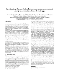 Investigating the Correlation Between Performance Scores and Energy Consumption of Mobile Web Apps