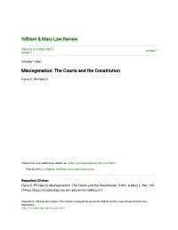 Miscegenation: the Courts and the Constitution