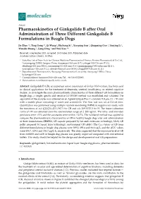 Pharmacokinetics of Ginkgolide B After Oral Administration of Three Different Ginkgolide B Formulations in Beagle Dogs