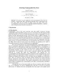 Selecting Cryptographic Key Sizes