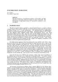 Synchrotron Radiation R.P