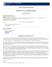 The Press of A. Colish Archives