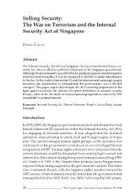The War on Terrorism and the Internal Security Act of Singapore