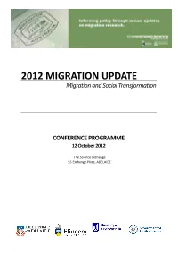 2012 MIGRATION UPDATE Migration and Social Transformation