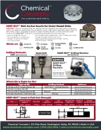 | 800.220.1966| 800.220.1966 | |Sales@Chemical-Concepts.Com Sales@Chemical-Concepts.Com KEEP-NUT™ Parts and Kits