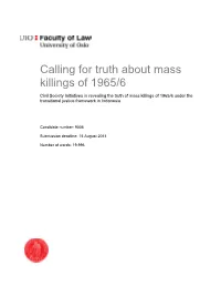 Calling for Truth About Mass Killings of 1965/6