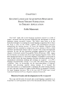 Chapter 1 Second Language Acquisition Research