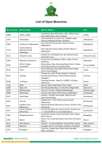 List of Open Branches