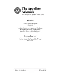 The Appellate Advocate State Bar of Texas Appellate Section Report