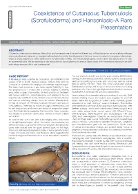 Coexistence of Cutaneous Tuberculosis (Scrofuloderma) and Hanseniasis-A Rare