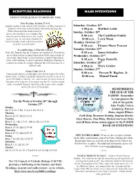 Mass Intentions Scripture Readings