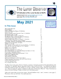 May 2021 the Lunar Observer by the Numbers