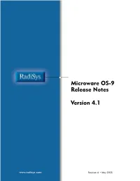 Microware OS-9 Release Notes Version 3.2
