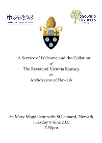 And Collation of Tors Ramsey As Archdeacon of Newark
