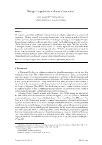 Biological Organisation As Closure of Constraints$