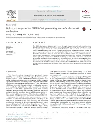Delivery Strategies of the CRISPR-Cas9 Gene-Editing System for Therapeutic MARK Applications