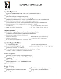 Gap Year at Soar Gear List