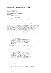 Network (1976) Movie Script by Paddy Chayefsky