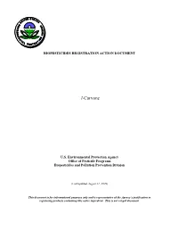 Technical Document for L-Carvone Also Referred to As a BRAD