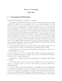 1 Cosmological Principle