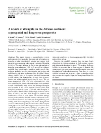A Review of Droughts on the African Continent: a Geospatial and Long-Term Perspective