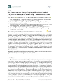 An Overview on Spray-Drying of Protein-Loaded Polymeric Nanoparticles for Dry Powder Inhalation